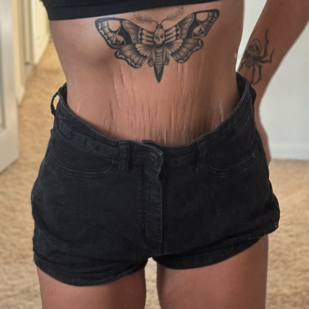 Black High Waist Jean Shorts
